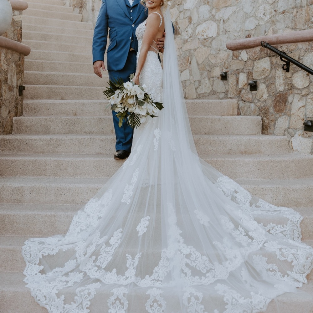 Bridal Lace Cathedral Veil - White